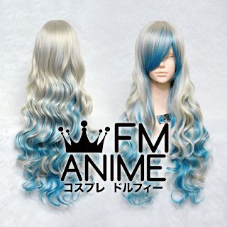 Medium Length Wavy Mixed Light Gold & Mixed Blue Cosplay Wig