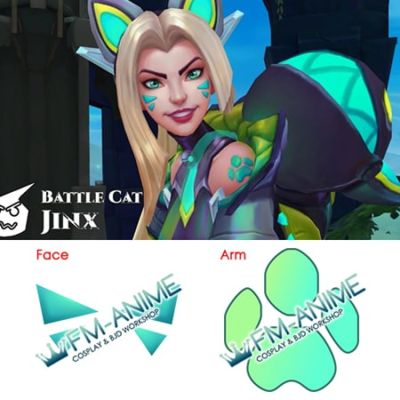 League of Legends Battle Cat Jinx Paw Print Face Cosplay Temporary Tattoo Stickers