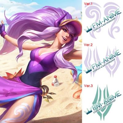 League of Legends Pool Party Syndra Cosplay Temporary Tattoo Stickers