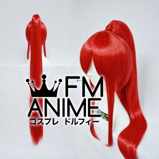 Long Length Clips on Straight Single Bright Red Cosplay Wig