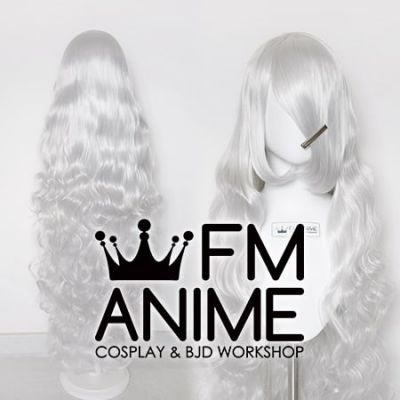 120cm Long Length Wavy Silver White Cosplay Wig