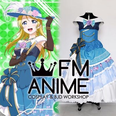 Love Live! Eli Ayase Ball Gown Dress Cosplay Costume with Hat