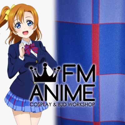 Love Live! Uniform Cosplay Red Blue Plaid Pattern Skirt Trousers Textiles Fabric