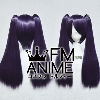 Medium Length Clips on Straight Purple Mixed Black Cosplay Wig
