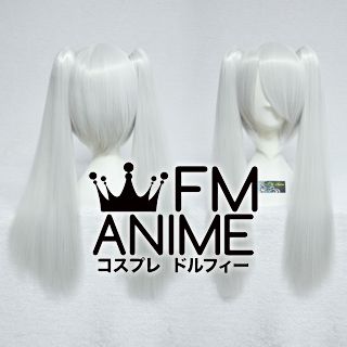 Medium Length Clips on Straight Silver White Cosplay Wig