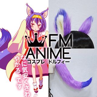 No Game No Life Hatsuse Izuna Purple Blue Fluffy Ears & Tail Cosplay Accessories Prop