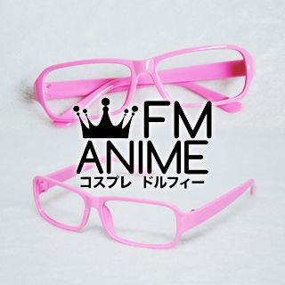 Pink Square Frame Glasses Cosplay (Without Lenses)