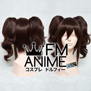 Short Length Clips on Wavy Mixed Dark Brown Cosplay Wig