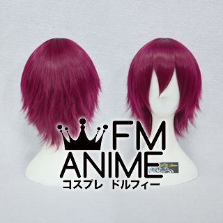 Short Layered Rosy Wine Red Cosplay Wig