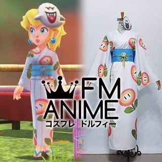 Super Mario Odyssey Princess Peach Festival Yukata Fire Flower Kimono Cosplay Costume