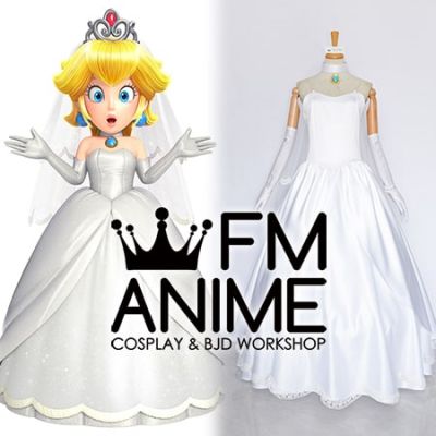 Super Mario Odyssey Princess Peach Wedding Dress Cosplay Costume