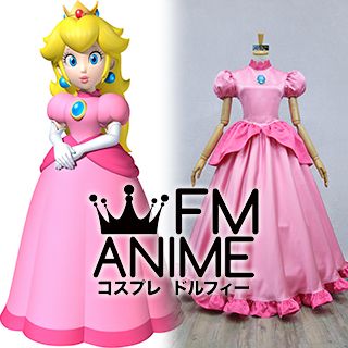 Super Mario Princess Peach Pink Dress Cosplay Costume
