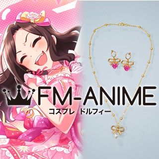 THE iDOLM@STER Cinderella Girls Takumi Mukai Peach-Coloured Fury Necklace & Earrings Cosplay Accessories