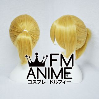 Short Straight Ponytail Style Mixed Gold Cosplay Wig