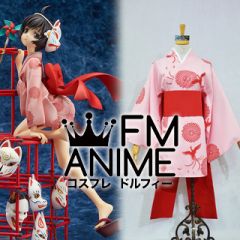 Bakemonogatari Tsukihi Araragi Pink Kimono Cosplay Costume